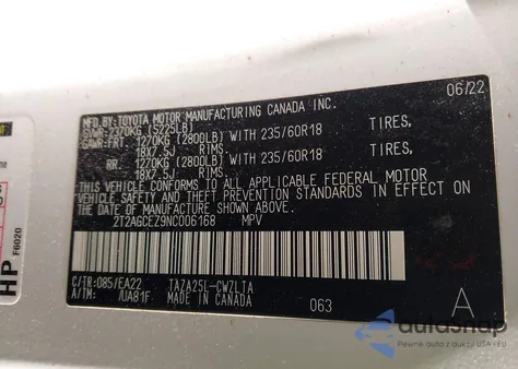 2022 Lexus Nx 350 from USA, damaged, VIN 2T2AGCEZ9NC006168